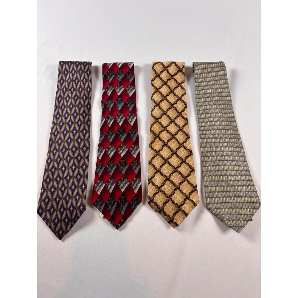 Mens Silk Tie Lot 4 100% silk Made in USA‎ Richards Nordstrom Stonehenge
